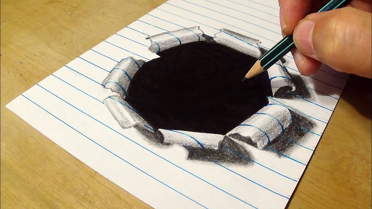 ⁣Drawing Black Hole in Line Paper - 3D Art Illusion by Vamos