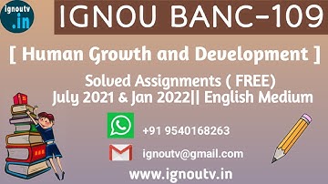 IGNOU BANC-109 Solved Assignment July 2021 & Jan 2022 [FREE] || IGNOU BSCANH || IGNOU TV || IGNOU ||