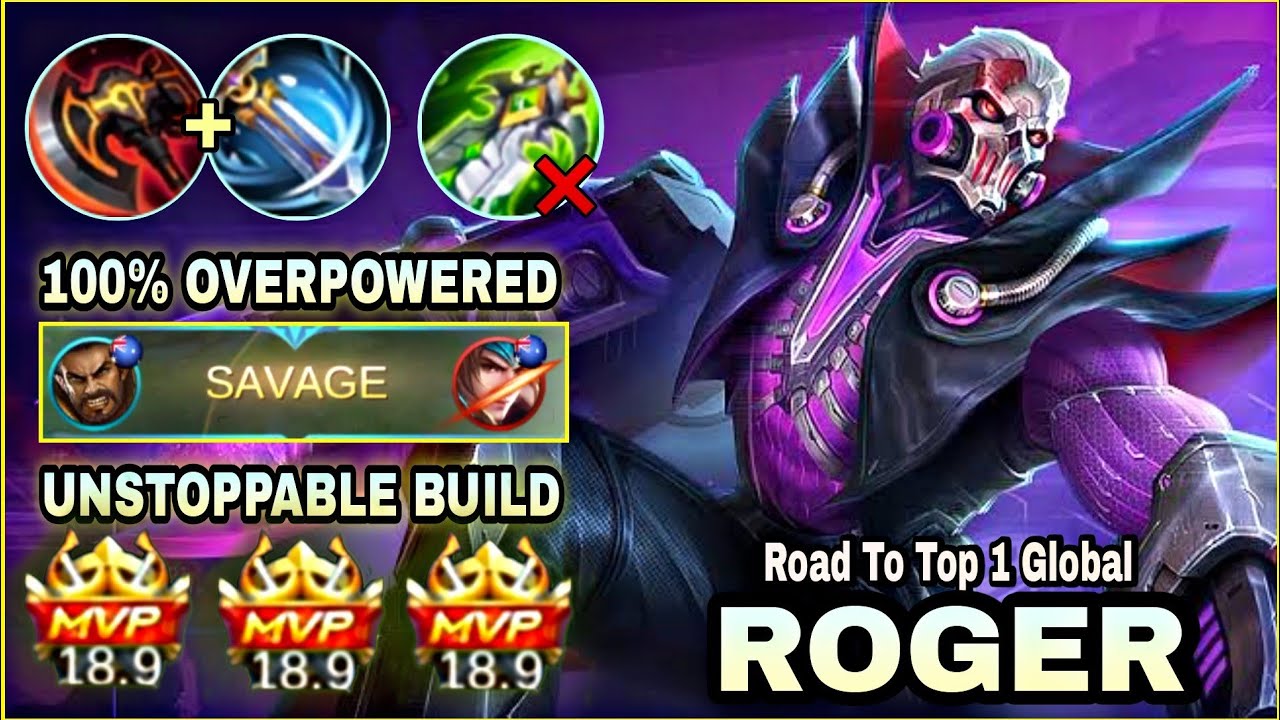 ROGER BEST BUILD INSANE DAMAGE TOP 1 GLOBAL ROGER BUILD MLBB YouTube