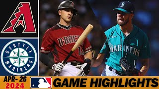 Mariners vs Arizona Diamondbacks [Game Highlights] April 26, 2024 | MLB Highlights - MLB Season 2024