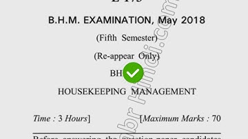2018 Dcrust BHM 5th Sem Reappear Housekeeping Management Question Paper