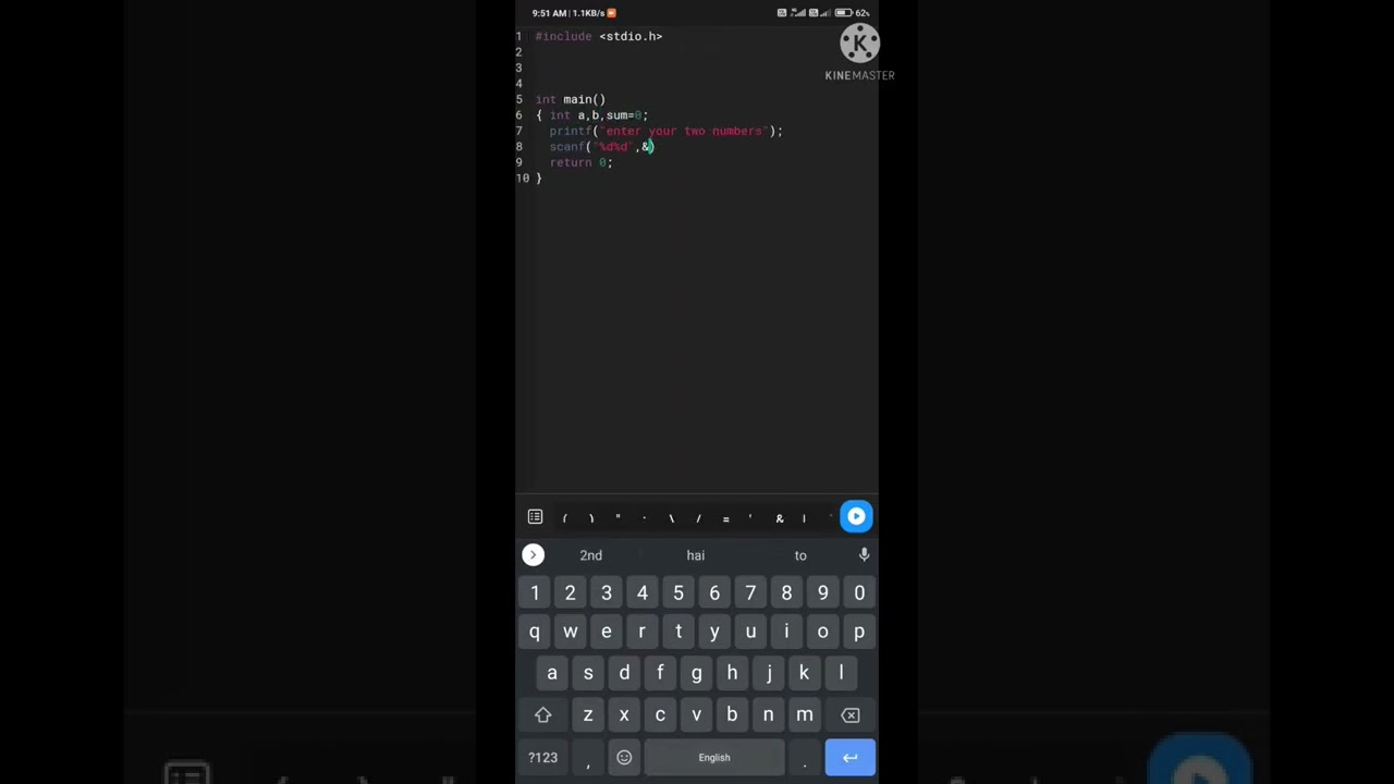 program to print the sum of two numbers  in c