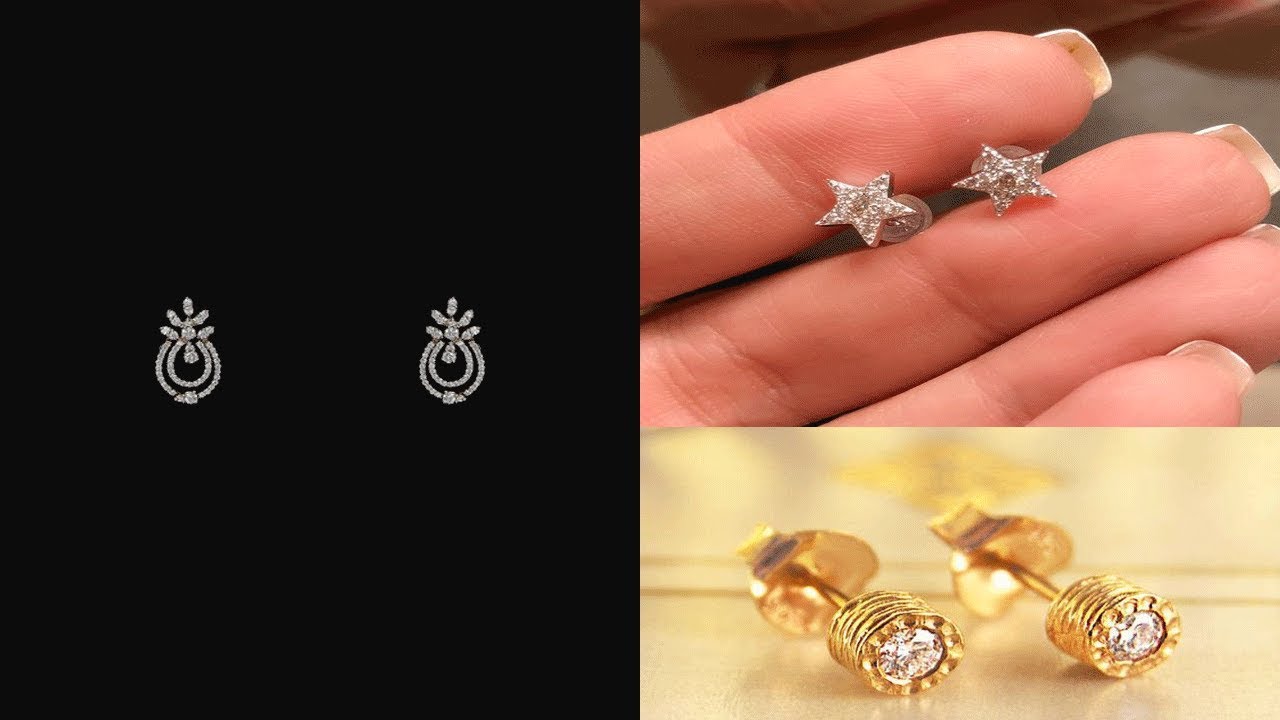 Latest Gold And Diamond Stud Earrings Designs For Kids Baby Tops