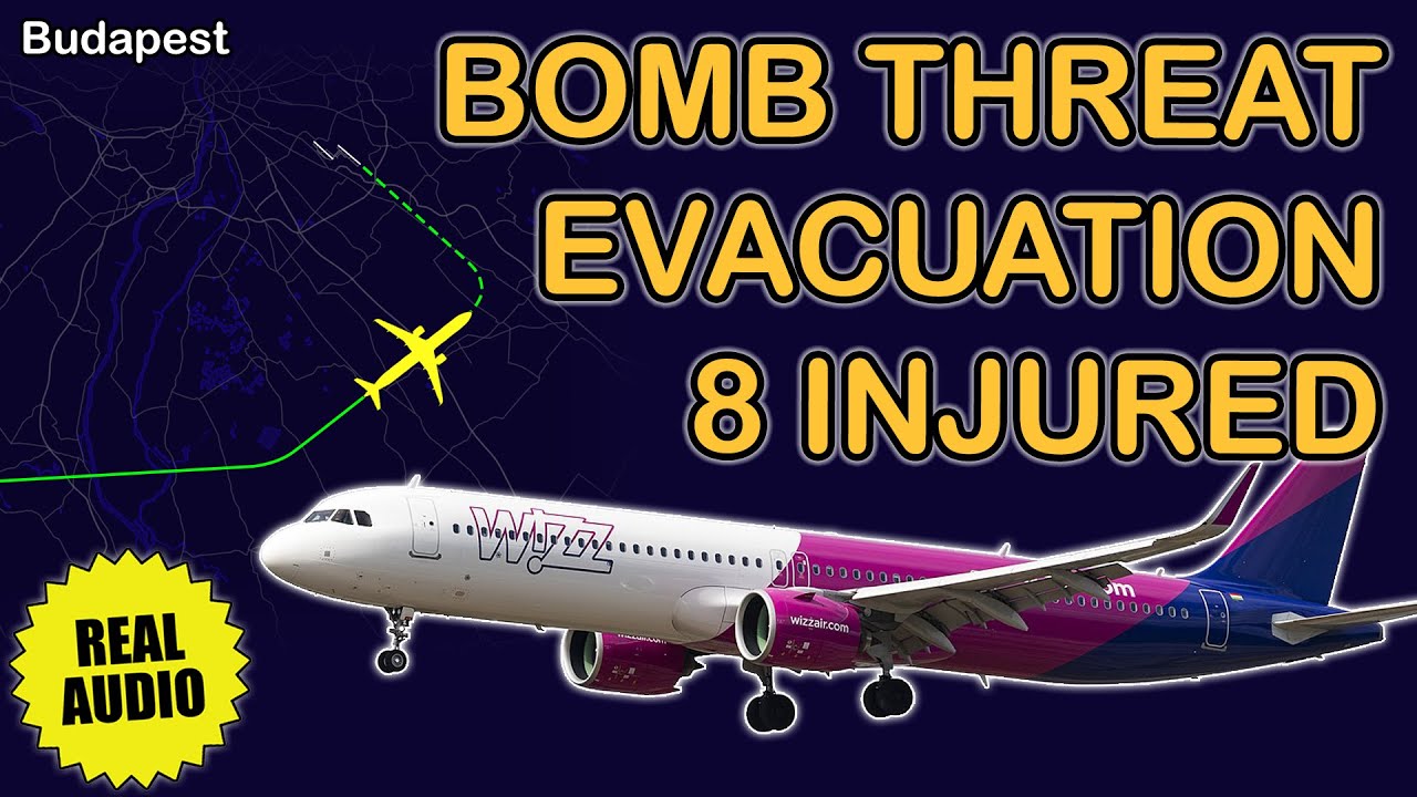 Bomb threat. MAYDAY. Evacuation after landing | Wizz Air Airbus A321neo | Budapest, Real ATC