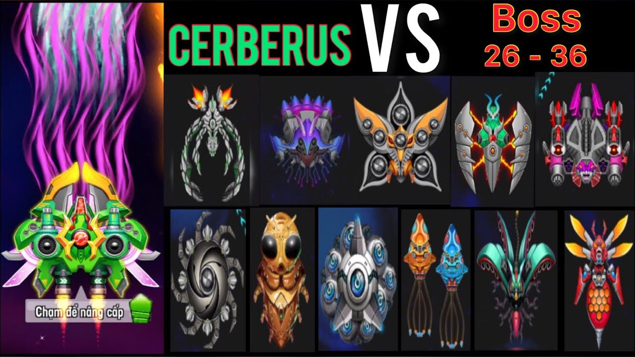 Space shooter Cerberus vs Boss 26-36 | Bắn ruồi hạ... - youtube