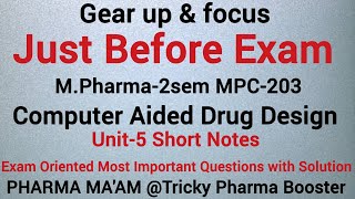 MPharma 2sem Most Important Questions|Computer Aided Drug Design U5|Just Before Exam by Pharma Ma'am