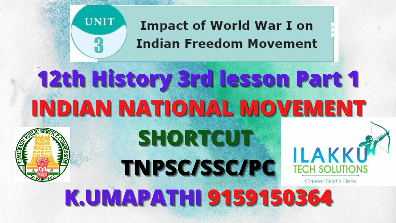 Unit - 7 | Impact of World War I on Indian Freedom Movement | Part 1 ...
