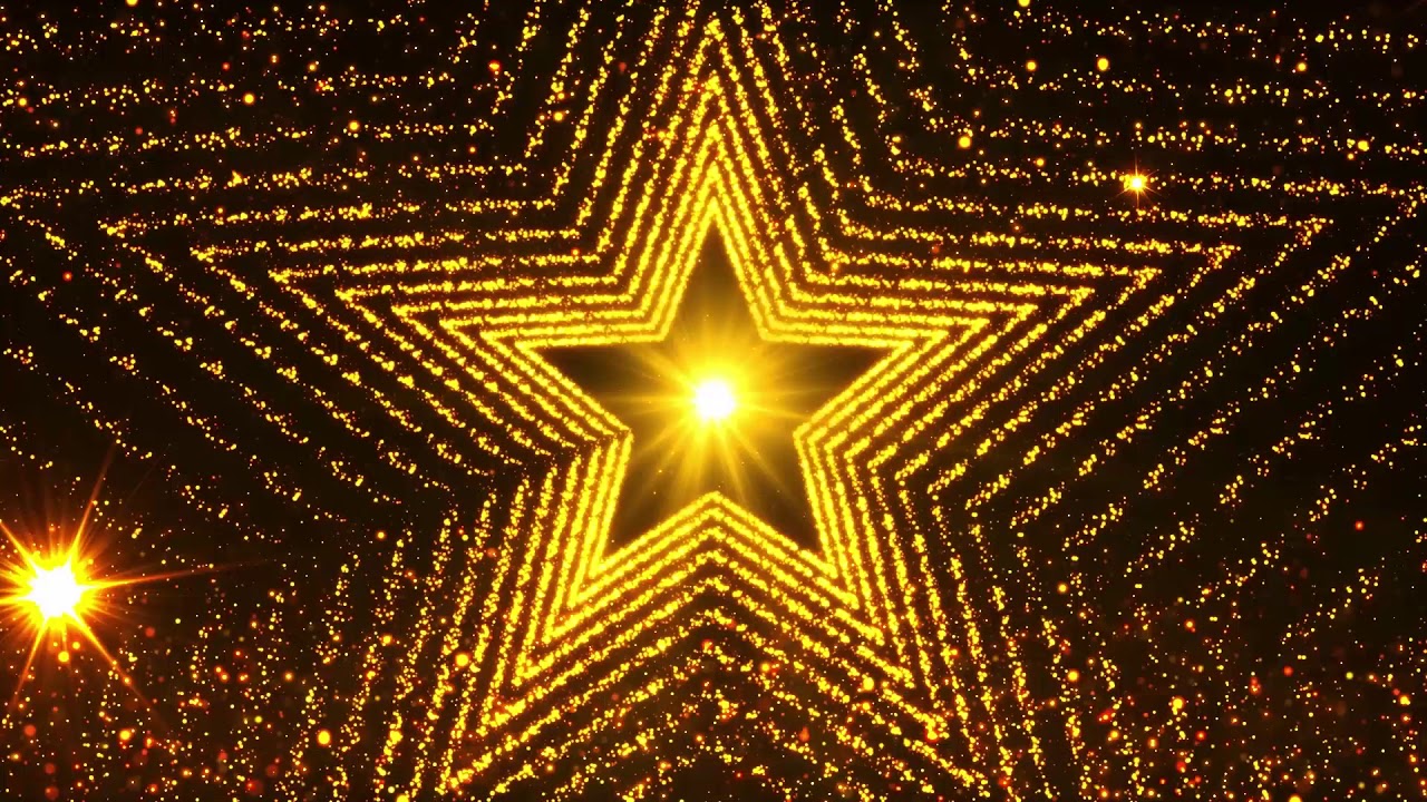 Golden pentagram particle light awards party stage background - YouTube