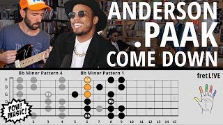 Anderson .Paak - Come Down - GUITAR LESSON - (NPR Tiny Desk)  - w\/ fretLIVE Tutorial