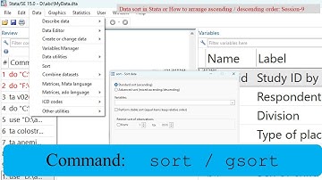 Data sort in Stata or How to arrange ascending / descending order: Session-9