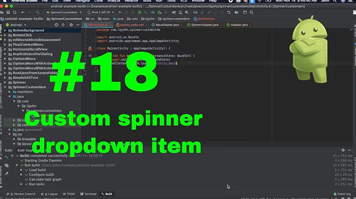 #18 Custom spinner dropdown item in Android Kotlin - Kotlin Android for beginners