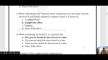Forensic Accounting and Fraud Detection MCA Questions FAFD Exam ICAI
