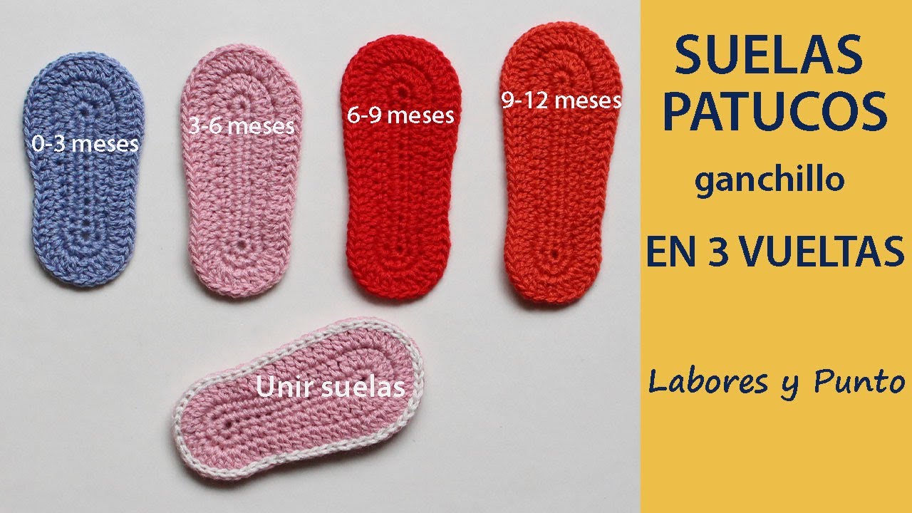 ✓SUELAS PATUCOS PARA BEBE👣 A GANCHILLO - LABORES Y PUNTO - YouTube