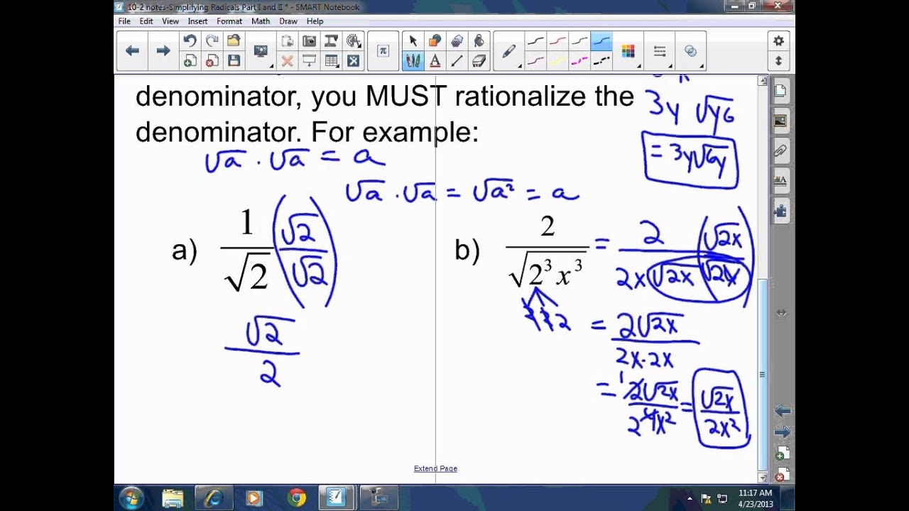 algebra-i-simplifying-radicals-using-division-part-2-youtube