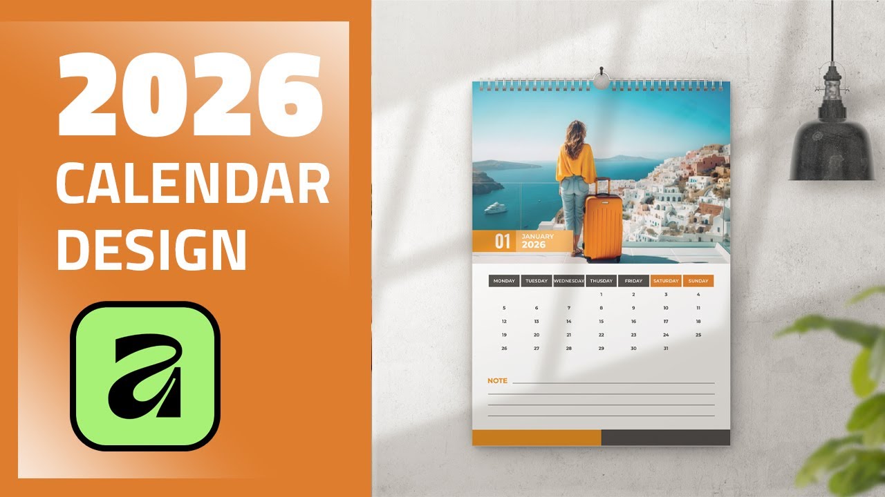 2026 calendar design affinity by canva - YouTube