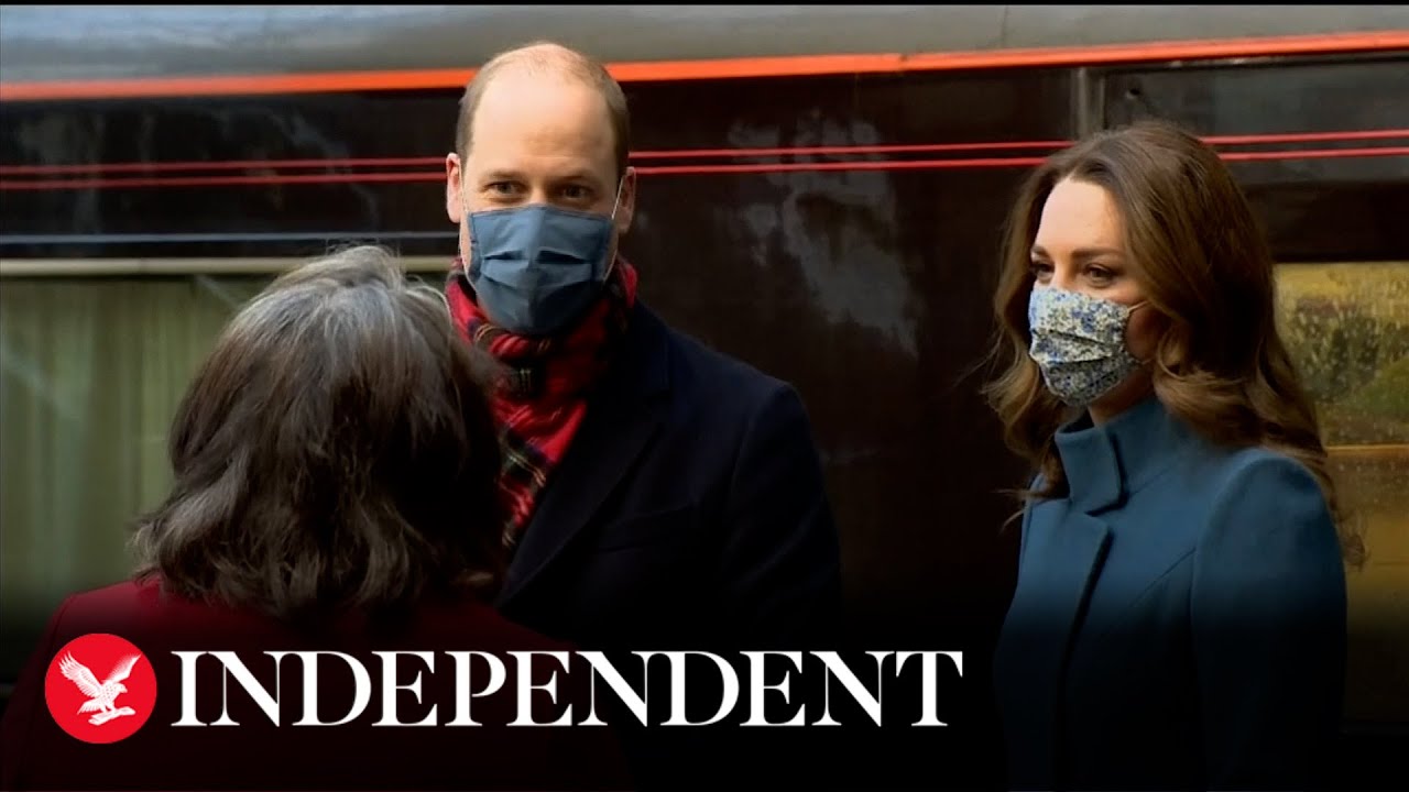 Prince William and Kate Middleton arrive in Edinburgh as part of royal train tour