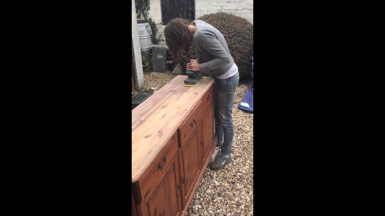Sanding down a pine sideboard YouTube
