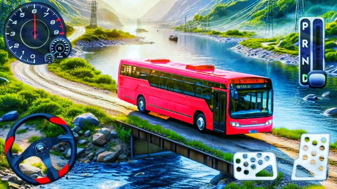 Coach Bus Hill Driving Simulator - Offroad Indian Mobile Bus Transporter Drive - Android - GamePlay