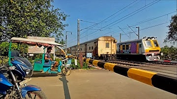 Fast Furious Train Crossing : Aerodynamic EMU Local Dangerous crossing Balurghat Express At Railgate