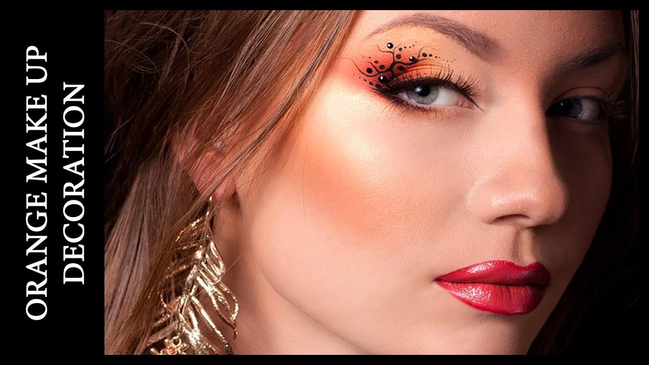 Orange Make Up With Decoration \ Макияж в оранжевых тонах. Узоры
