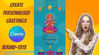 Create personalized greetings with Canva #canva #design #canvatutorial #diwalispecial #greetingcard screenshot 3