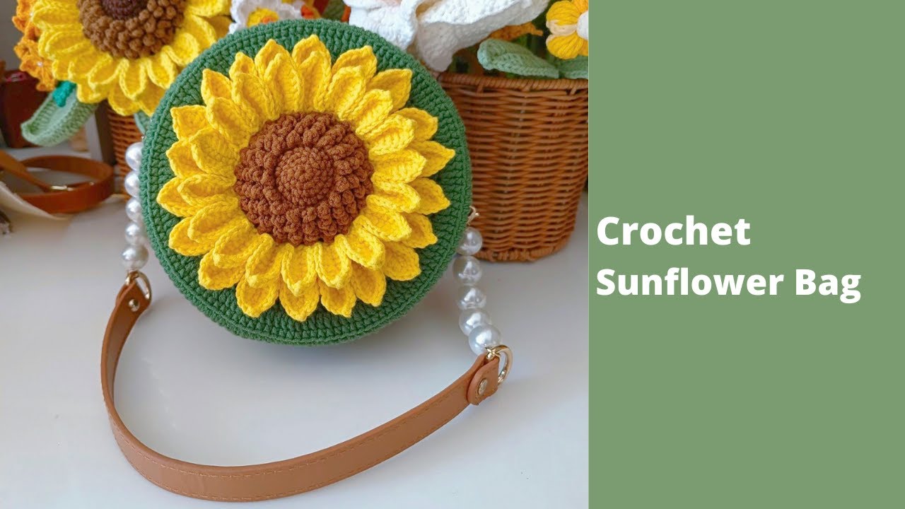 Round Sunflower Crochet Bag | Inaexport