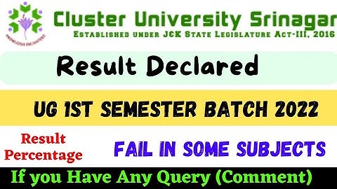 Result Declared UG 1st Semester batch 2022 Cluster University Srinagar