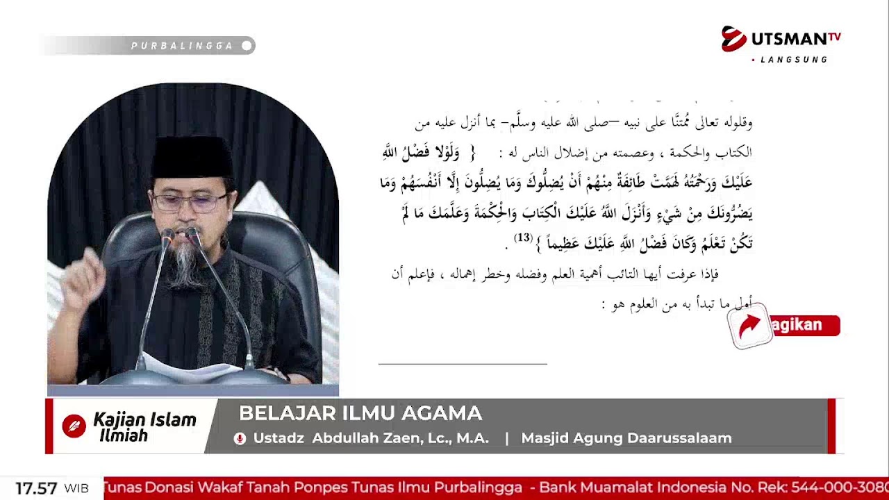LIVE Belajar Ilmu Agama - Ustadz Abdullah Zaen, Lc. M.A.