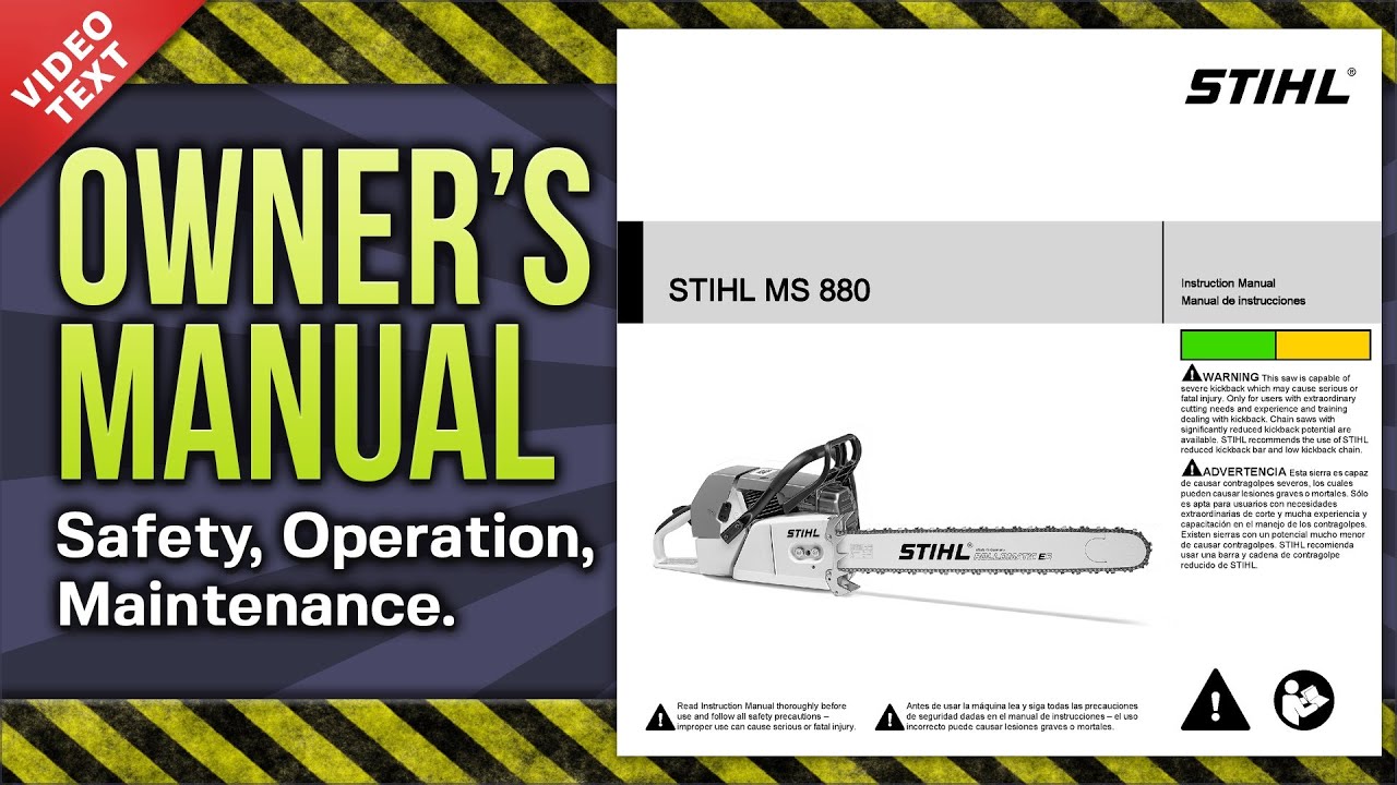 Owner's Manual: STIHL MS 880 Chain Saw - YouTube