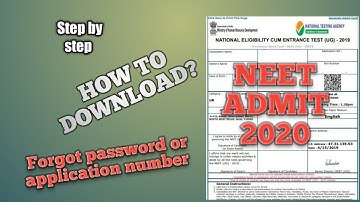 How to download neet 2020 admit card.. Agar password or application number bhul gaye ho to