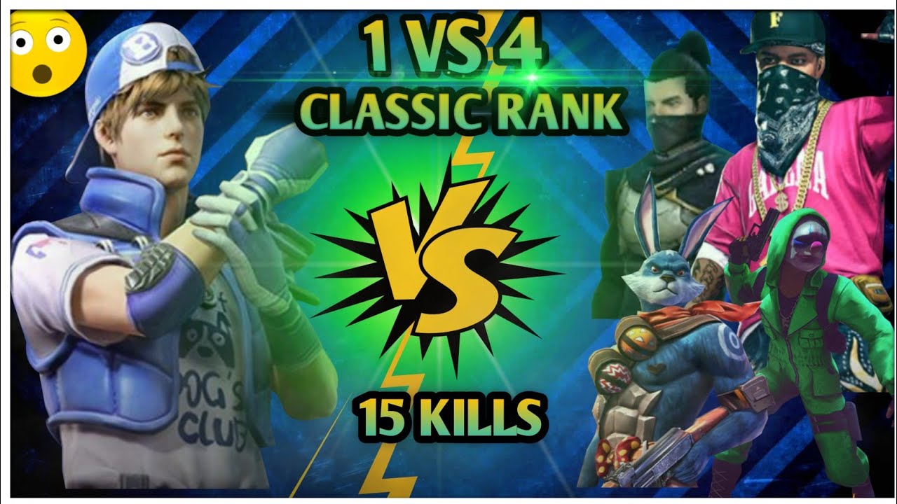 FREE FIRE || SOLO VS SQUAD || 1 VS 4 RANK MATCH OP 15 KILLS CLUTCHES ...