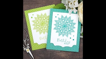 Unity Quick Tip: Monochromatic Stamped Doily Cards