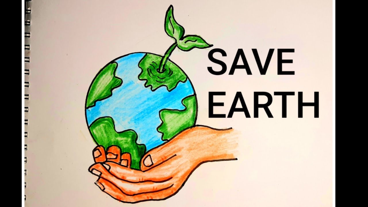 Easy drawing for Save Earth Save Life for kids. #saveearth #earth ...