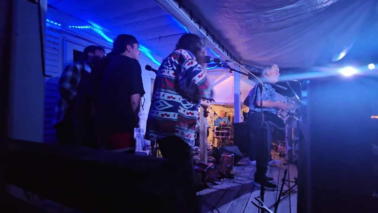 Bruce Daigrepont and Gina Forsyth with members of Le Winston Band at Zydecow 2025.