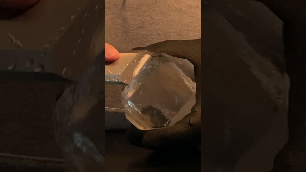 Using a 2” chisel to carve a ice 🧊 sphere ⚪️ 