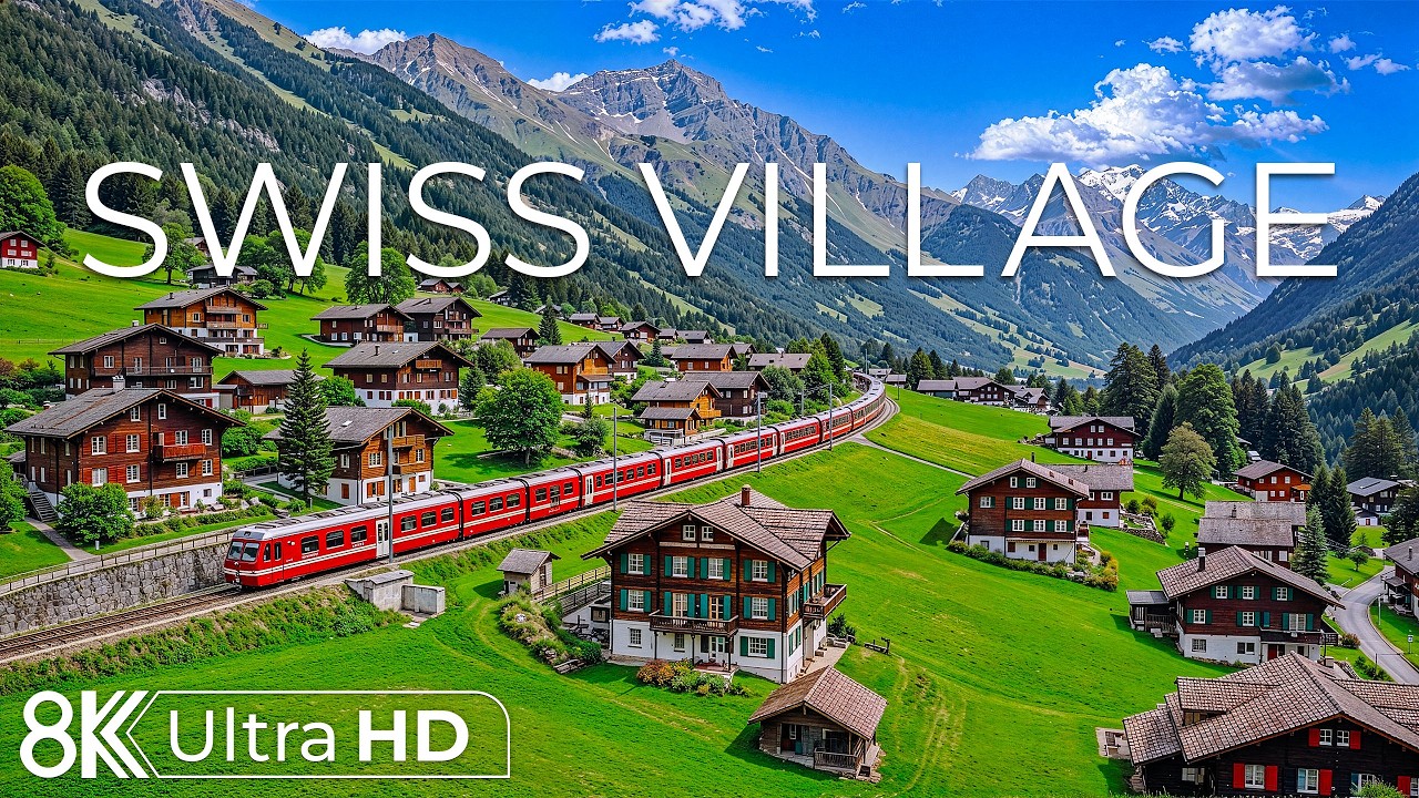 Swiss Village 8K | A Golden Embrace of Light, Wood, and Mist, Beneath Quiet Alpine Skies