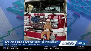 Young girl spreads holiday cheer to Waukee police and firefighters