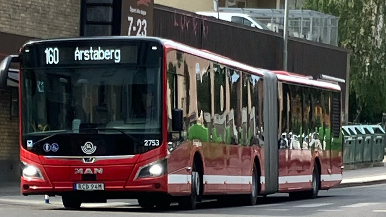 Resa med SL Nobina 2753 på buss 160 mellan Gullmarsplan och Årstaberg. Med möte av Omnilink och mer