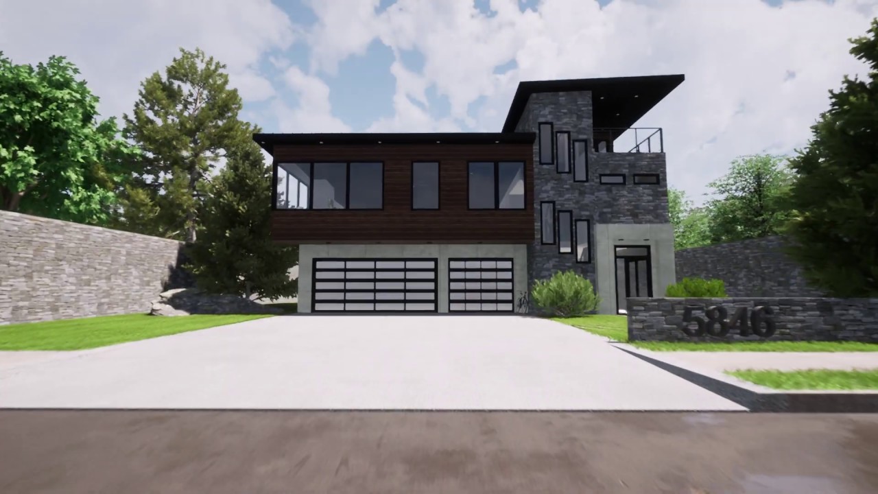 Modern House Rendering Fly Over