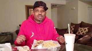 Steak and shake barbecue double bacon cheeseburger and fries mukbanging