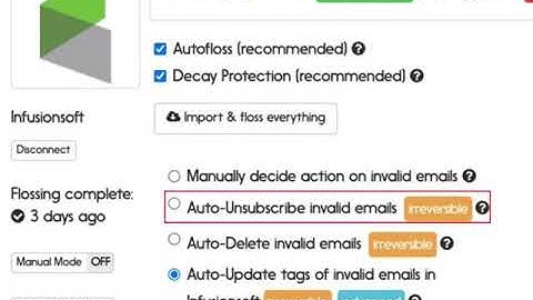 Infusionsoft email verification options