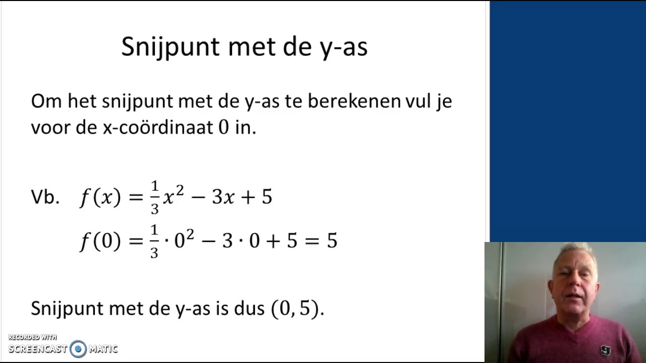 Hoofdstuk 9 Les 2: Snijpunten met x- en y-as - YouTube
