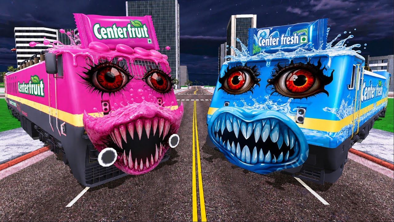Center Fruit Train vs Center Fresh Train in Indian Bikes Driving 3d 