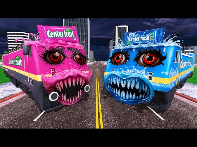 Center Fruit Train vs Center Fresh Train in Indian Bikes Driving 3d 