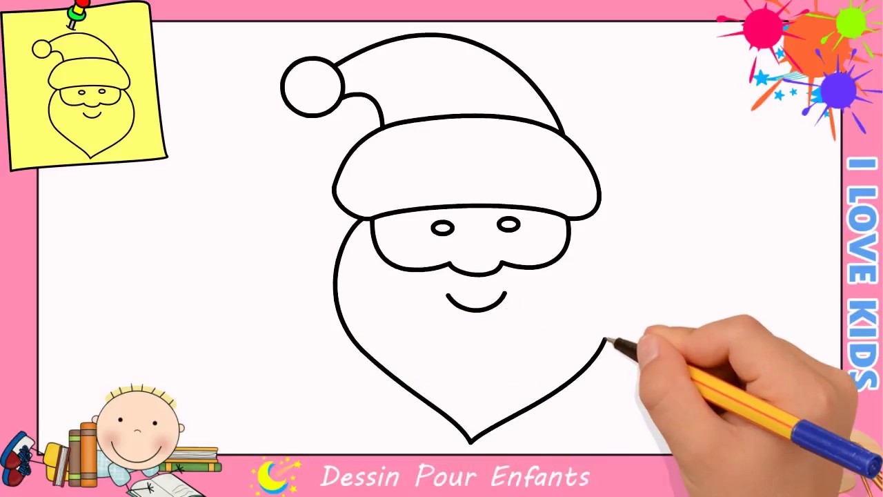 Comment dessiner un pere noel FACILEMENT etape par etape pour ENFANTS 3