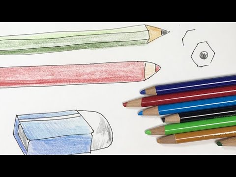 鉛筆 消しゴム の描き方 色鉛筆とペンの簡単イラスト Pencil Eraser Youtube
