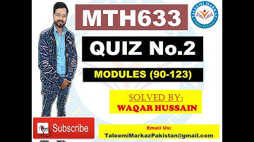 MTH633 quiz no 2 solution by taleemi markaz part 1 & 2