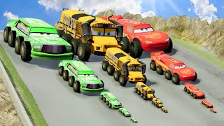 Big \& Small BTR: Chick Hicks vs Miss Fritter vs Lightning Mcqueen vs DOWN OF DEATH in BeamNG.Drive