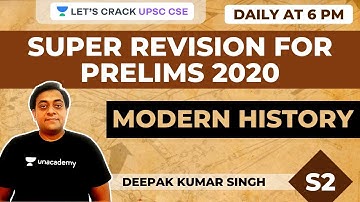 S2: Super Revision for Prelims 2020 - Modern History by Deepak Kumar Singh | UPSC CSE/IAS 2020-2021