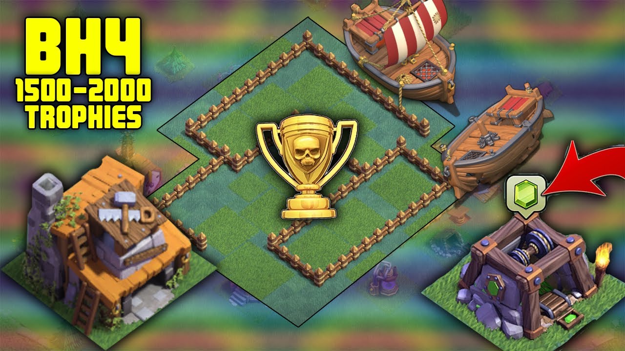 BEST BH4 [Builder Hall 4] For 1000 - 2000+ Trophies w/Replays 2 Cannons, Tesla Lure - Clash Of Clans